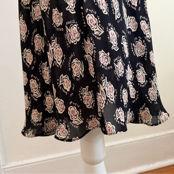 DVF Silk Slip Dress. Black w/ Floral Pattern. Women’s size 8 - Picture 9 of 15